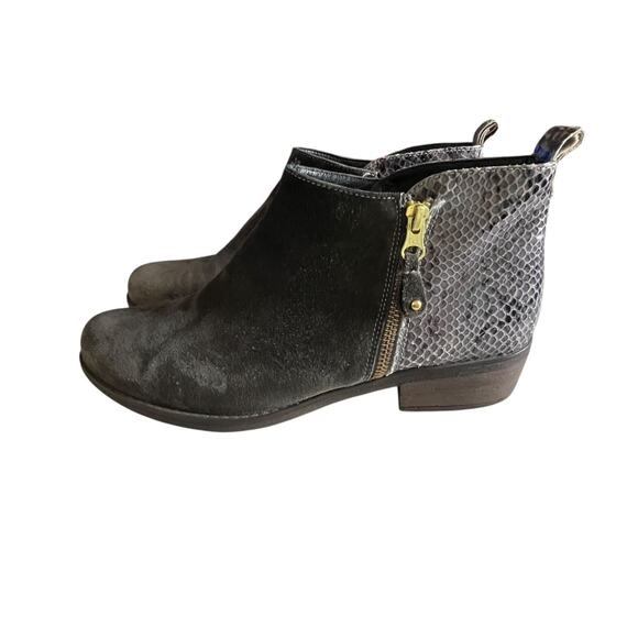 Eric Michael Ankle Boots 41 US 10 Gray Suede Snakeskin Side Zip Handmade Spain - Picture 1 of 12